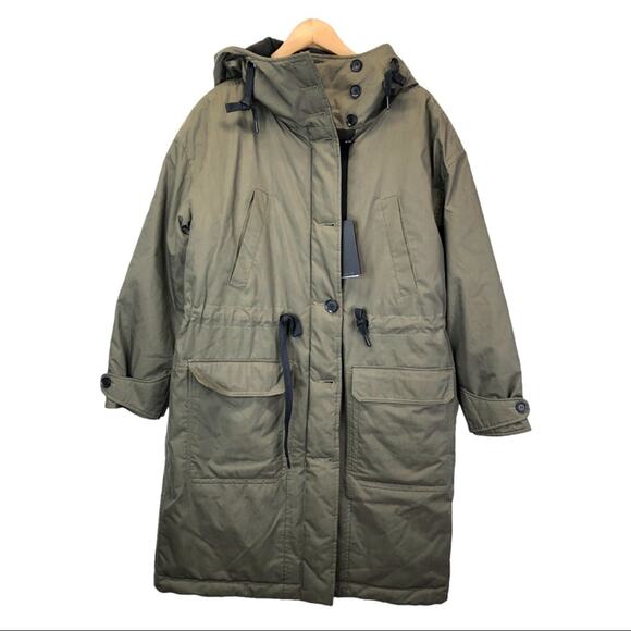 Andrew Marc Winonah long hooded reversible jacket green/black - Small - Picture 3 of 12